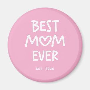 Roze en Witte Whimsical Hart Beste Moeder Ooit Est Magneet