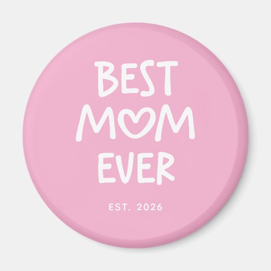 Roze en Witte Whimsical Hart Beste Moeder Ooit Est Magneet (Voorkant)