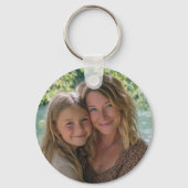 Roze en Witte Whimsical Hart Beste Moeder Ooit Fot Sleutelhanger (Achterkant)