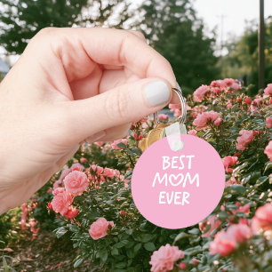 Roze en Witte Whimsical Hart Beste Moeder Ooit Fot Sleutelhanger