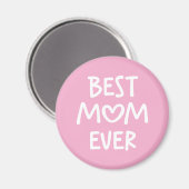 Roze en Witte Whimsical Hart Beste Moeder Ooit Magneet (Voorkant / Achterkant)