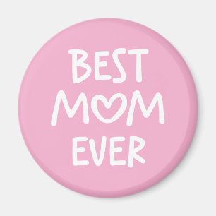Roze en Witte Whimsical Hart Beste Moeder Ooit Magneet