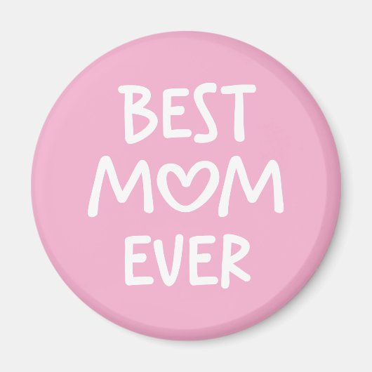 Roze en Witte Whimsical Hart Beste Moeder Ooit Magneet (Voorkant)
