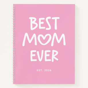 Roze en Witte Whimsical Hart Beste Moeder Ooit Notitieboek