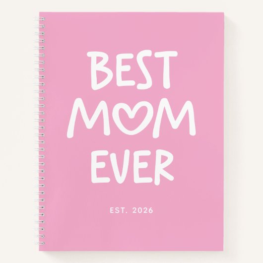 Roze en Witte Whimsical Hart Beste Moeder Ooit Notitieboek (Voorkant)