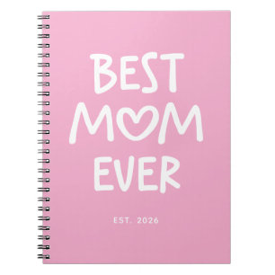 Roze en Witte Whimsical Hart Beste Moeder Ooit Notitieboek