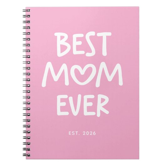 Roze en Witte Whimsical Hart Beste Moeder Ooit Notitieboek (Voorkant)