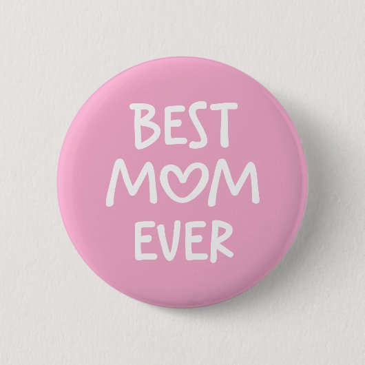 Roze en Witte Whimsical Hart Beste Moeder Ooit Ronde Button 5,7 Cm (Voorkant)
