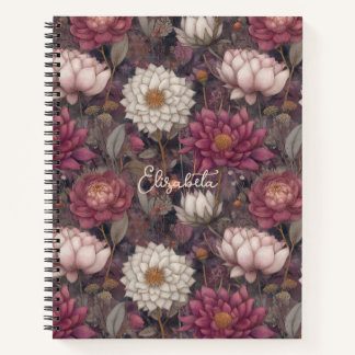 Roze en witte wilde bloementuin Persoonlijk  Notitieboek