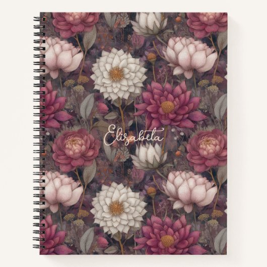 Roze en witte wilde bloementuin Persoonlijk Notitieboek (Voorkant)