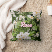 Roze en witte wilde Rozen op groene aangepaste naa Kussen (Deken)