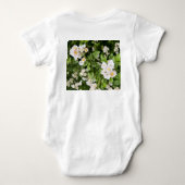 Roze en witte wilde Rozen op groene aangepaste naa Romper (Achterkant)