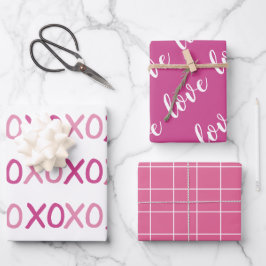 Roze en witte XOXO Love Valentijnsdag Inpakpapier Vel