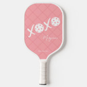 Roze en Witte XOXO Persoonlijke handtekening Pickleball Paddle (Achterkant)