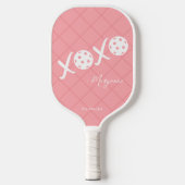 Roze en Witte XOXO Persoonlijke handtekening Pickleball Paddle (Voorkant)