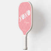 Roze en Witte XOXO Persoonlijke handtekening Pickleball Paddle (Links)