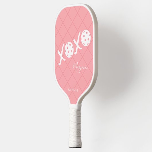 Roze en Witte XOXO Persoonlijke handtekening Pickleball Paddle (Links)