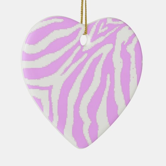 Roze en witte zebra Afdrukhartversiering Keramisch Ornament (Rechts)