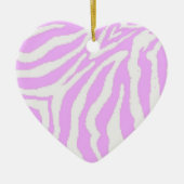 Roze en witte zebra Afdrukhartversiering Keramisch Ornament (Voorkant)