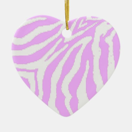 Roze en witte zebra Afdrukhartversiering Keramisch Ornament (Voorkant)