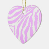 Roze en witte zebra Afdrukhartversiering Keramisch Ornament (Links)