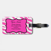 Roze en witte Zebra en Cheeta Huid op maat Bagagelabel (Achterkant horizontaal)