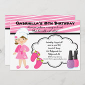 Roze en witte Zebra meisjes Spa nodigen uit Kaart (Voorkant / Achterkant)