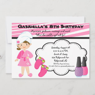 Roze en witte Zebra meisjes Spa nodigen uit Kaart