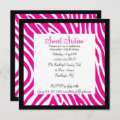 Roze en witte Zebra meisjes Zestiende verjaardag Kaart (Voorkant / Achterkant)