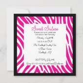 Roze en witte Zebra meisjes Zestiende verjaardag Kaart (Voorkant)