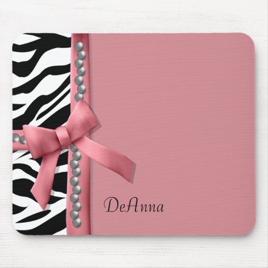 Roze en witte Zebra Muismat (Voorkant)