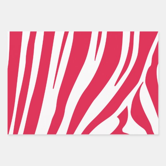 Roze en witte zebra patroon inpakpapier vel (Voorkant 3)