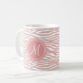 Roze en witte Zebra Patroon Koffiemok (Voorkant links)