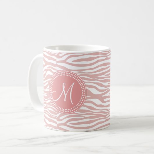 Roze en witte Zebra Patroon Koffiemok (Voorkant links)