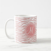 Roze en witte Zebra Patroon Koffiemok (Links)