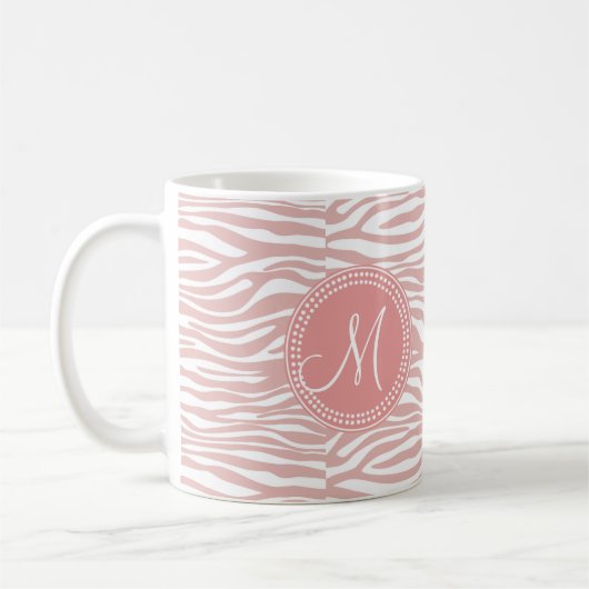 Roze en witte Zebra Patroon Koffiemok (Links)