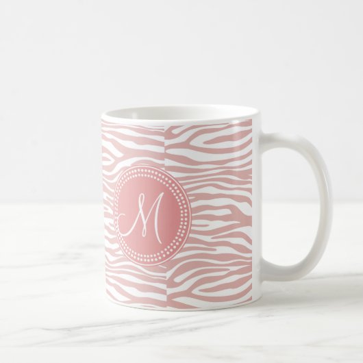 Roze en witte Zebra Patroon Koffiemok (Rechts)