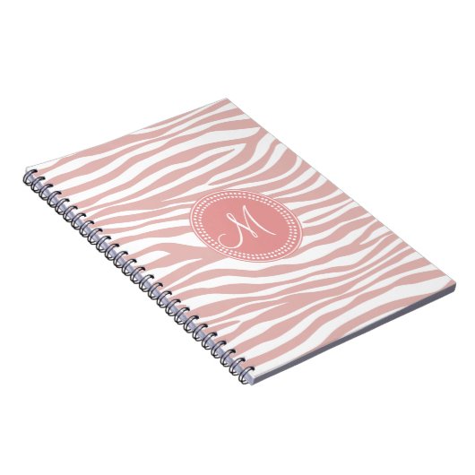 Roze en witte Zebra Patroon Notitieboek (Rechterzijde)