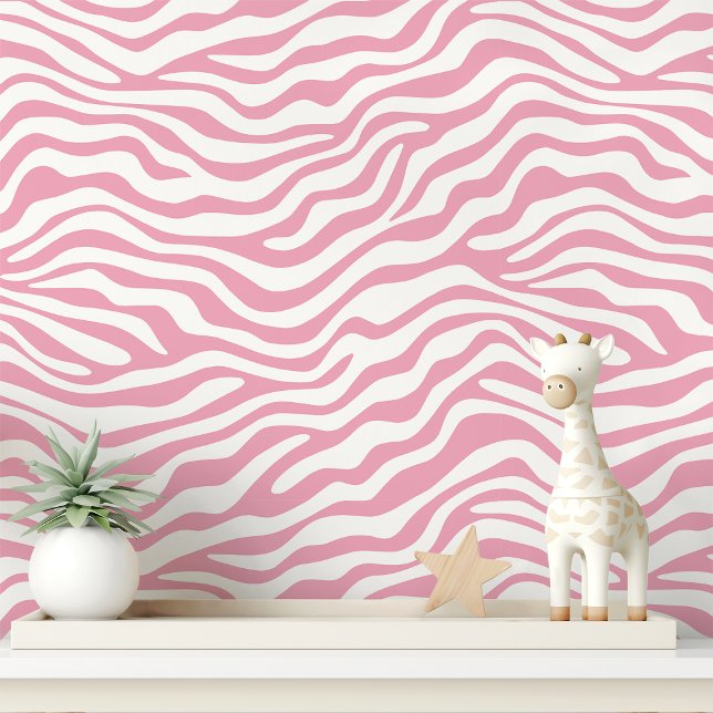 Roze en Witte Zebra Streep Behang (Creator heeft geüpload)