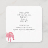Roze en witte Zebra Vierkante Visitekaartje (Achterkant)