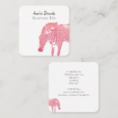 Roze en witte Zebra Vierkante Visitekaartje (Voorkant / Achterkant)
