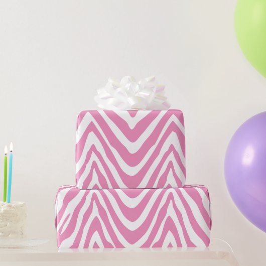 Roze en witte zebrastripes — Dierlijke afdruk Cadeaupapier (Feestgeschenken)