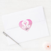Roze en witte zeepaardjes die het hart snijden sticker (Envelop)