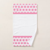 Roze en Witte Zeshoekige Patroon Bad Handdoek (Handdoek)