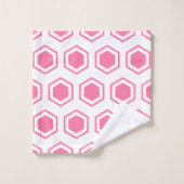 Roze en Witte Zeshoekige Patroon Bad Handdoek (Wasdoekje)