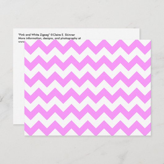 Roze en witte zigzag briefkaart (Voorkant / Achterkant)