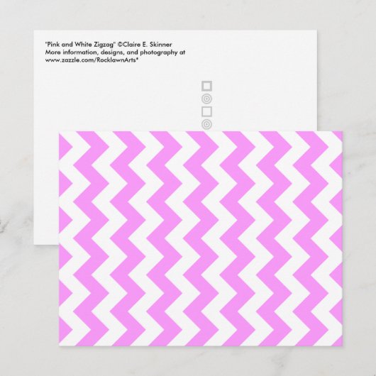 Roze en witte zigzag briefkaart (Voorkant / Achterkant)