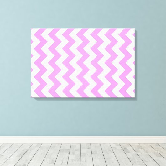 Roze en witte zigzag canvas afdruk (Insitu (Houten vloer))
