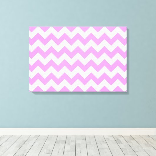 Roze en witte zigzag canvas afdruk (Insitu (Houten vloer))