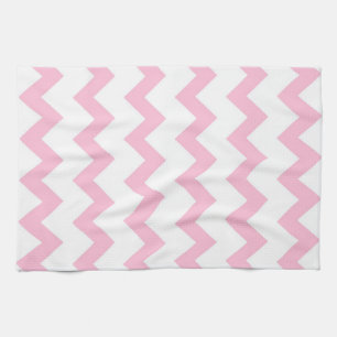 Roze en witte zigzag chevron ontwerp theedoek